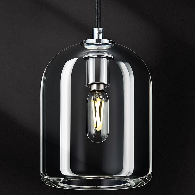 Modern Chrome Pendant Lights Kitchen Island Ceiling Chandelier Indoor Crystal Hanging Light Fixtures for Dining Room Kitchen Living Room Bedroom（1Pack）