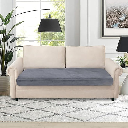 NAISI Couch Cushion Covers 1 Piece Velvet Stretch Loveseat Cover or 2 Seat Sofa Cover Soft Individual Couch Covers for Sectional Sofa(1 PC for 2-Seat Cushion or Loveseat,Dark Grey)