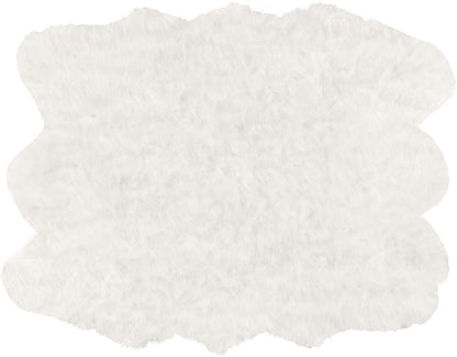 Luxe Gordon Faux Fur Rug with Soft and Fluffy Pile | Machine Washable Living Room Rug with Anti-Slip Backing | Cruelty-Free Area Rugs for Office or Bedroom, White, 5 ft x 6 ft