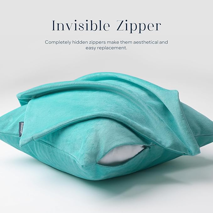 Phantoscope Pack of 2 Velvet Decorative Throw Decorative Pillow Cover Soft Solid Square Cushion Case for Couch Teal 18 x 18 inches 45 x 45 cm