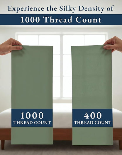 LANE LINEN 100% Egyptian Cotton Bed Sheets - 1000 Thread Count, Cal King 4-Piece Set, Long Staple Cotton, Luxury Hotel Quality, Fits Up to 15" Mattress - Iceberg Green