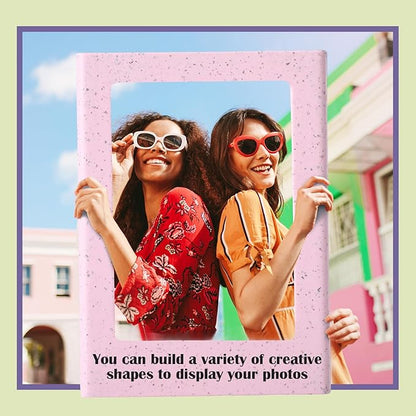 Epakh 20 Packs Magnetic Photo Picture Frame Cute Mini Table Photo Frame Holder 3 Inches Plastic Colorful Picture Display for Fridge Office (Stramineous)