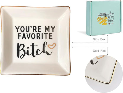 HOME SMILE Ceramic Ring Dish Jewelry Tray for Mom Sister Friends