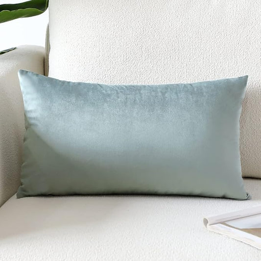 Artscope Luxury Velvet Pillow Covers Super Soft Decorative Rectangle Throw Pillow Covers Case Cushion Covers for Sofa Couch Bedroom Car Decor 16x24 Inch Light Grey