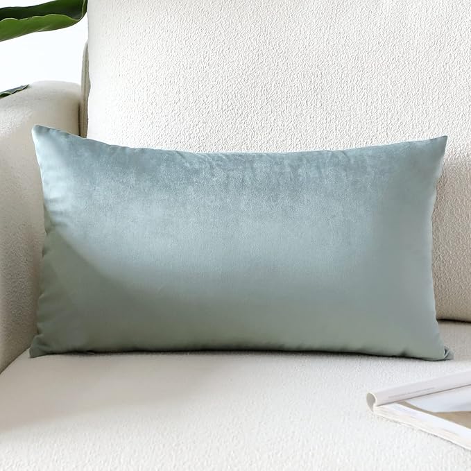 Artscope Luxury Velvet Pillow Covers 30x50cm Super Soft Decorative Square Throw Pillow Covers Case Cushion Covers for Sofa Couch Bedroom Car Decor 12x20 Inch Light Grey