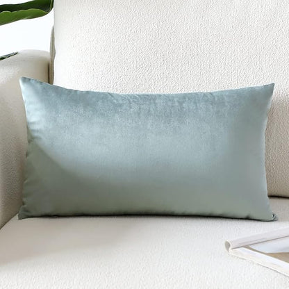 Artscope Luxury Velvet Pillow Covers 30x50cm Super Soft Decorative Square Throw Pillow Covers Case Cushion Covers for Sofa Couch Bedroom Car Decor 12x20 Inch Light Grey