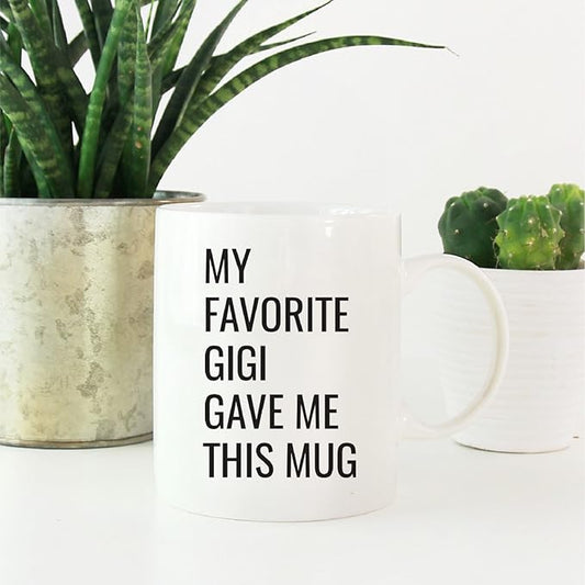 Andaz Press 11oz. Funny Coffee Mug Gag Gift, My Favorite Gigi Gave Me This Mug, 1-Pack, Grandson Granddaughter Birthday Christmas Sarcastic Humor Gift Ideas