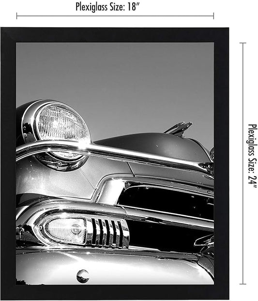 Americanflat 18x24 Poster Frame with Polished Plexiglass - Black Picture Frame - Wide Photo Frames Made of Engineered Wood for Vertical or Horizontal Wall Display - Epic Collection - Black