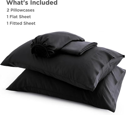 Bedsure King Size Sheet Set, Cooling Sheets King, Rayon Derived from Bamboo, Deep Pocket Up to 16", Breathable & Soft Bed Sheets, Hotel Luxury Silky Bedding Sheets & Pillowcases, Black