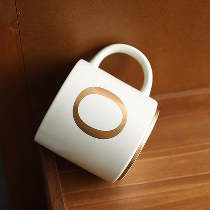 COLLECTIVE HOME - Monogram Ceramic Mugs, 15 oz Golden Initial Coffee Cups, Elegant Alphabet Tea Mugs, Elegant Personalized Mug with Gift Box, Unique Mug with Double Side Capital Letter (O)