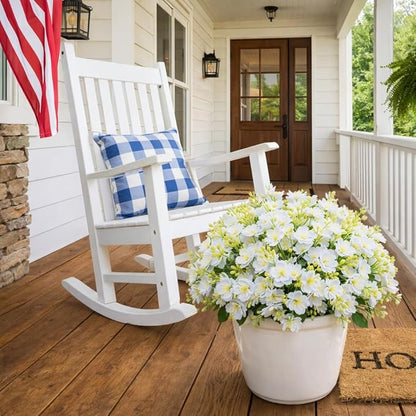 alyptus Artificial Flowers for Outdoors,12 Bundles UV Resistant Spring Fake Flowers for Porch, Patio & Home Decor – Realistic Outdoor Faux Plants with Lasting Color - White
