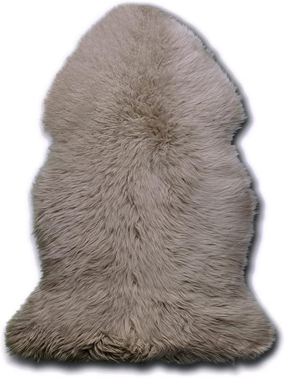 WaySoft New Zealand Sheepskin Area Rug – Genuine Fluffy Wool, Multiple Sizes, Bedroom or Living Room Decor(2ft x 3ft,Grey Beige)