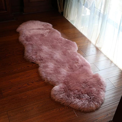 Sheepskin Rug-Natural Silky Soft New Zealand Lamb Rug Throw Versatile As Fluffy Sofa Pad, Sheepskin for Bedroom, Living Room, Children's Rooms.(2×6 Feet, Misty Pink)