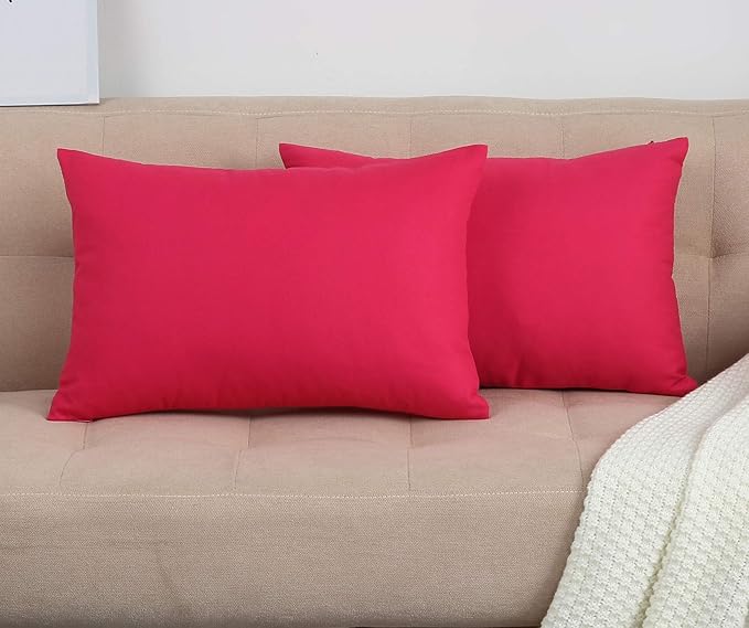 TangDepot Cotton Solid Throw Pillow Covers, 12" x 18" , Watermelon Red, 1 Count (Pack of 1)