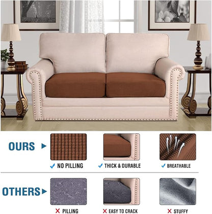 H.VERSAILTEX High Stretch Couch Cushion Covers,Chair Sofa Seat Slipcovers Couch Cushion Cover Stretch Furniture Protector for Kids, Pets(2 Packs Cushion Loveseat Covers, Caramel)