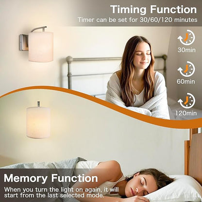 Wireless Wall Sconces Set of 2, Rechargeable Battery Operated Wall Lights with Remote, Dimmable Magnetic LED Bulbs,12 RGB Colors and Timer, Cordless Sconces for Bedroom Living Room (Silver)