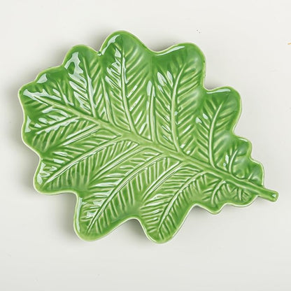 Ceramic Jewelry Tray Trinket Dish, Jewelry Dish for Women, Oak Leaf Ceramic Plate, Ring Dish Holder for Earrings Necklace Organizer, Mother's Day Christmas Birthday Gift