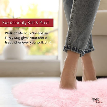 Silky Soft Faux Fur Shaggy Rug, 2 ft. x 3 ft. Pink Fluffy Sheepskin Area Rug, Rectangle Rug for Living Room, Bedroom, Kid's Room, or Nursery, Home Décor Accent, Machine Washable with Non-Slip Backing