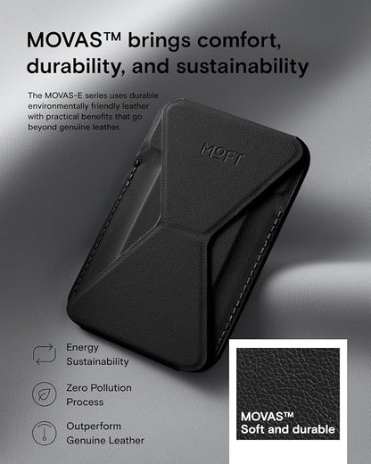 MOFT Magnetic Wallet Stand Compatible with iPhone 17/16/15/14/13/12 Series, Angle Adjustment & Magsafe Compatible MOVAS Phone Stand,Jet Black