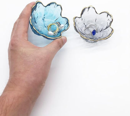 Small Ring Dishes for Women, Glass Jewelry Dish, Crystal Ring Holder Dish Trinket Bowl, Flower Jewelry Holder Dish, Nightstand Decor Jewlery Plate, Jewelry Bowl Dish for Rings, Keys, Gift
