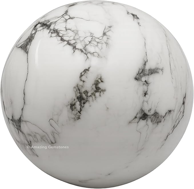 Amazing Gemstone Howlite Crystal Ball with Stand - 1.5 Inches Crystal Sphere Meditation Balls for Witchcraft and Decorative Balls