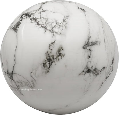 Amazing Gemstone Howlite Crystal Ball with Stand - 1.5 Inches Crystal Sphere Meditation Balls for Witchcraft and Decorative Balls