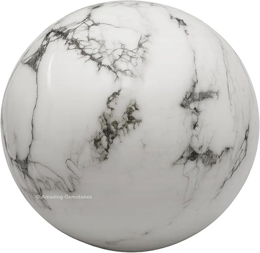 Amazing Gemstone Howlite Crystal Ball with Stand - 1.5 Inches Crystal Sphere Meditation Balls for Witchcraft and Decorative Balls