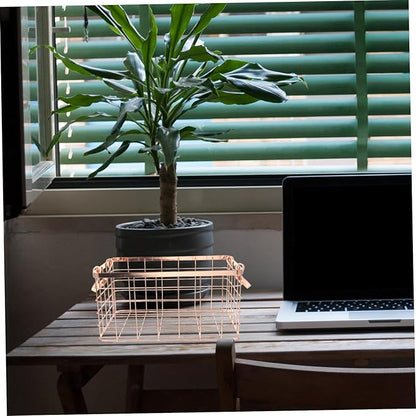 Wire Storage Basket with Handle Decorative Iron Fruit Holder for Snacks Vegetables and Home Organization Lightweight and Chic Design for Any Space