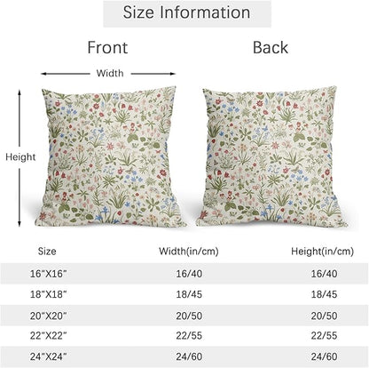Vitage Floral Pillow Covers 20x20 Set of 2 Spring Green Red Cream Pattern Rustic Decorative Outdoor Farmhouse Zipper Flower Linen Pillowcases Decorations Throw Cushion Cover Decor for Couch Sofa Bed