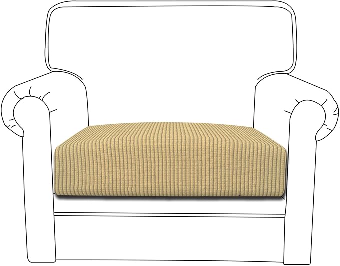Easy-Going Stretch Cushion Cover Sofa Cushion Furniture Protector Sofa Seat Sofa slipcover Sofa Cover Soft Flexibility with Elastic Bottom(Chair Cushion,Beige)