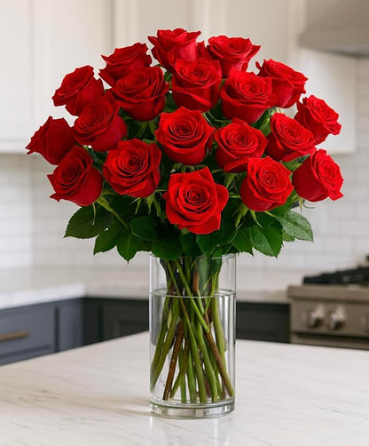 BloomsyBox - Red Roses - 24 Long Stems,Long Lasting, Hand-Tied in Eco-friendly,Vase Not Included, Fresh Flowers for Delivery – Gift for Birthday, Anniversary,Congratulations, Wedding