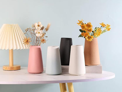Ceramic Vases, Blue White vase for Home Decor, Minimalist Vase, Modern Home Decor, Dried Flower Vase, Shelf Decor Bathroom, Kitchen, Living Room Centerpieces. (White Cyan)