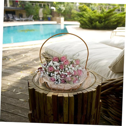 Delicate Iron Flower Basket for Floral Arrangements Decorative Storage and Organizing Elegant Oval Handheld Gift Basket for Home Decor and Special Occasions