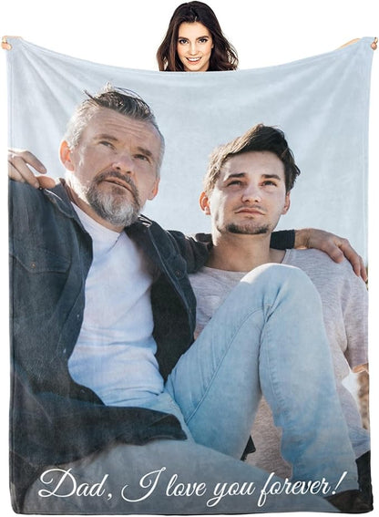 Dad Gifts Personalized Gifts from Daughter Custom Blankets with Photos and Text Multiple Colors Sizes Soft Flannel Gifts for Men Birthday Gifts for Dad