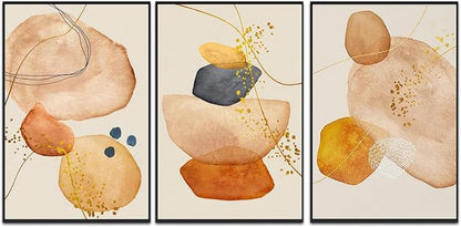 QKF Modern decor Minimalist Abstract framed Canvas Large Wall Art For Living Bedroom Bathroom Room Paintings posters Home Decoration posters & prints 16“X 24” wall art set of 3