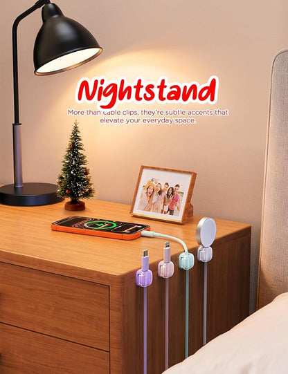 Cord Organizer 8 Pack,Cable Clips Cord Holder Clasp Strongest Adhesive Cable Organizer Phone Charger Wire Keeper Cable Management Home Office Desktop Nightstand Dorm Cute Desk Accessories,Non Magnetic