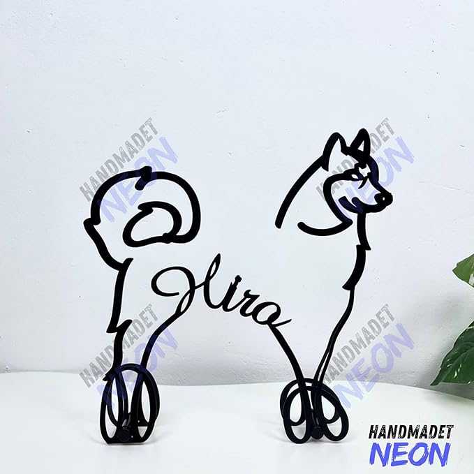 Personalized Siberian Husky Dog Minimalist Sculpture, Custom Dogs Name Metal Desk Decor, Decorative Aesthetic Table Sign Gifts for Officer, Friends, Animal Lover, Kids, Mom, Dad