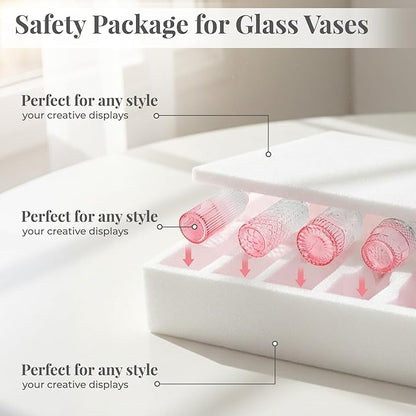 BEAHOT Pink Glass Vases,32 Pack Bud Vase in Bulk,Mini Vintage Glass Flower Vases for Centerpieces,Wedding Decor,Baby Shower & Home Decaration,Mother's Day (Pink Gradient)