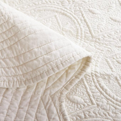 Calla Angel Sage Garden Luxury Pure Cotton Matelasse Quilt Queen, Ivory