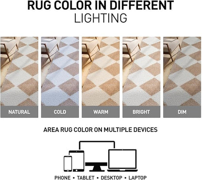 Rugshop Diamond Wave Shag Area Rug Beige 2' x 3' Ideal for Entryways, Kitchens, or Small Spaces