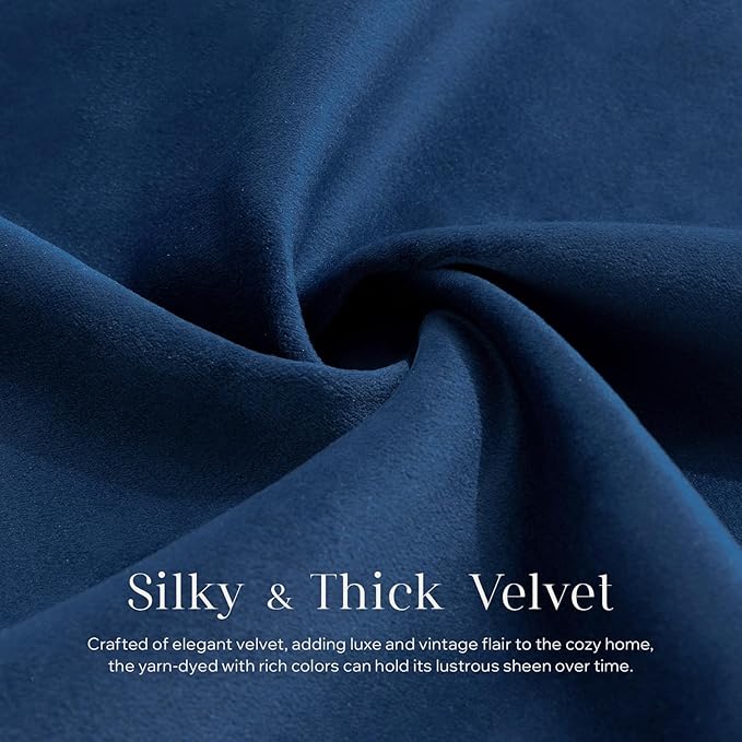 Phantoscope Pack of 2 Velvet Decorative Throw Decorative Pillow Cover Soft Solid Square Cushion Case for Couch Navy Blue 20 x 20 inches 50 x 50 cm