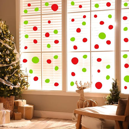 TaoBary 15 Sheet 300 Pcs Irregular Polka Dots Boho Wall Decal Terrazzo Playroom Bedroom Removable Modern Vinyl Boho Wall Stickers(Red Green)