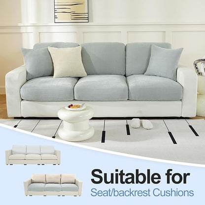 Large Backrest Cushion Covers Super Stretch Backrest Covers for 3 Cushion Couch Sofa, Couch Back Cushion Covers Featuring with Chenille Yarn (Softer Version, 3PC, Light Grey)