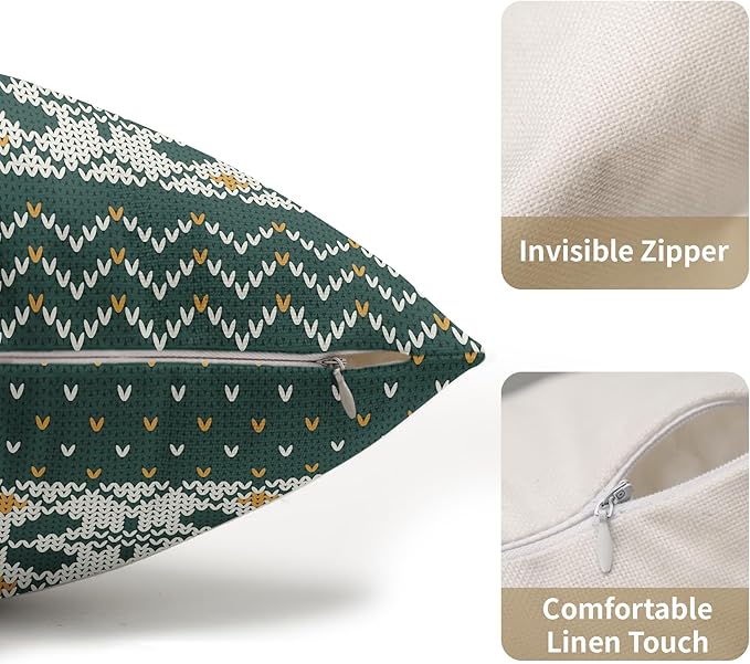 Dark Green Christmas Lumbar Pillow Covers 12x20 Set of 2 Xmas Floral Pattern Rustic Decorative Outdoor Farmhouse Pillowcases Decorations Winter Holiday Throw Cushion Cover Decor for Couch Sofa Bed