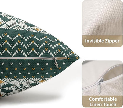 Dark Green Christmas Lumbar Pillow Covers 12x20 Set of 2 Xmas Floral Pattern Rustic Decorative Outdoor Farmhouse Pillowcases Decorations Winter Holiday Throw Cushion Cover Decor for Couch Sofa Bed