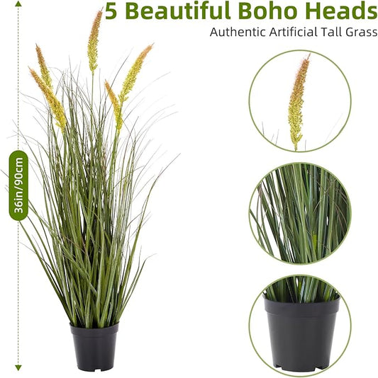 Green Onions Fake Plants,Artificial Plants Indoor, Fake Grass Decor Green Plant Fake Outdoor Flowers Fake Succulents,Artificial Tall Grass Plants with Pots House Decorative(36“ 2 Pack)