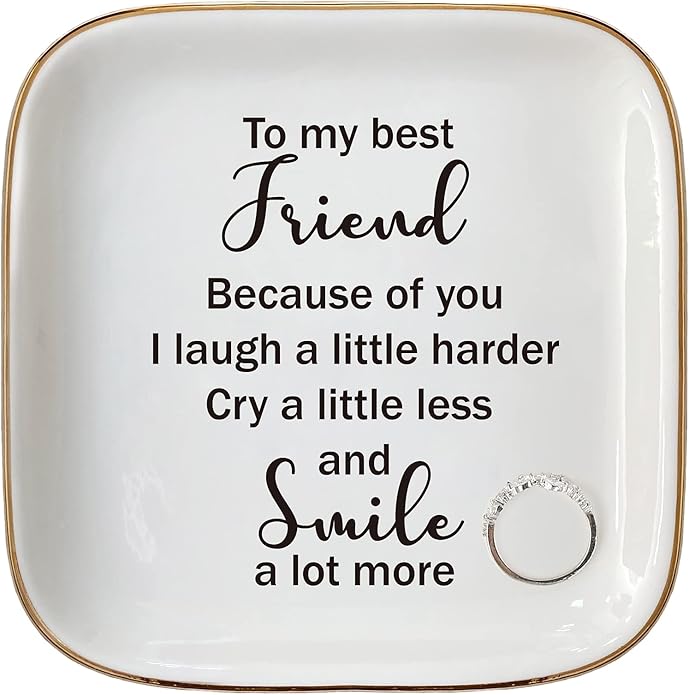 Scwhousi Ring Dish Jewelry Tray for Friend Mom Sister Maid of Honor,Birthday Mother's Day Christmas Gifts