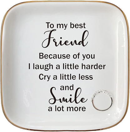 Scwhousi Ring Dish Jewelry Tray for Friend Mom Sister Maid of Honor,Birthday Mother's Day Christmas Gifts
