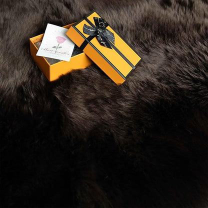 Genuine Sheepskin Rug New Zealand Luxury Lambskin Rug, Natural Fluffy Sheepskin Throw for Bedroom Living Room Children's Room - Premium Area Rug Chair Cover (2×6 Feet, Dark Brown)