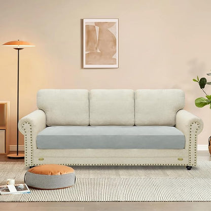 MAXIJIN Velvet Stretch Couch Cushion Covers Soft Sofa Cushion Cover Replacement Sofa Seat Cushion Slipcovers Furniture Protector with Elastic Bottom (1 Piece Sofa Cushion Cover, Silver Grey)